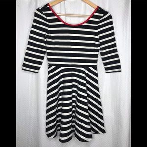 Express Black and White Striped A-Line Dress XS